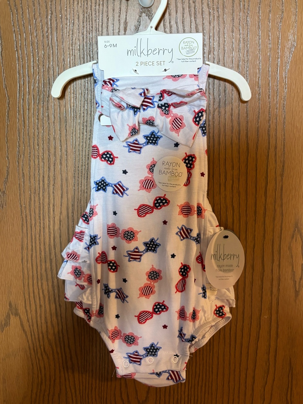 Baby Girls milkberry Stars & Sunglasses Ruffle Bottom One-Piece Bodysuit Onesie